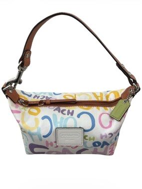 Coach Vintage Y2K Hampton Multicolor Graffiti Scribble Mini Hobo Handbag